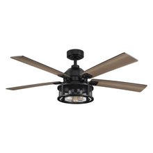 Load image into Gallery viewer, 52&quot; Lucknow Industrial Black Reversible Ceiling Fan with Lighting and Remote Control
