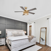 Load image into Gallery viewer, 52&quot; Lucknow Industrial Black Reversible Ceiling Fan with Lighting and Remote Control
