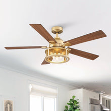 Cargar imagen en el visor de la galería, 52&quot; Lucknow Industrial Black Reversible Ceiling Fan with Lighting and Remote Control
