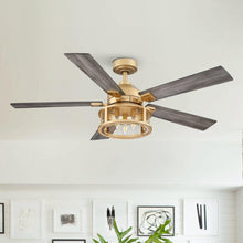 Load image into Gallery viewer, 52&quot; Lucknow Industrial Black Reversible Ceiling Fan with Lighting and Remote Control
