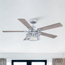 Load image into Gallery viewer, 52&quot; Lucknow Industrial Black Reversible Ceiling Fan with Lighting and Remote Control
