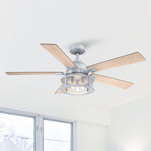 Load image into Gallery viewer, 52&quot; Lucknow Industrial Black Reversible Ceiling Fan with Lighting and Remote Control
