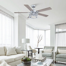 Load image into Gallery viewer, 52&quot; Lucknow Industrial Black Reversible Ceiling Fan with Lighting and Remote Control
