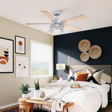 Load image into Gallery viewer, 52&quot; Lucknow Industrial Black Reversible Ceiling Fan with Lighting and Remote Control
