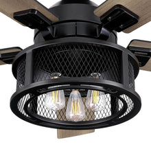 Load image into Gallery viewer, 52&quot; Lucknow Industrial Black Reversible Ceiling Fan with Lighting and Remote Control
