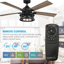 Cargar imagen en el visor de la galería, 52&quot; Lucknow Industrial Black Reversible Ceiling Fan with Lighting and Remote Control
