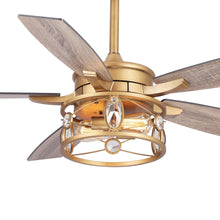 Cargar imagen en el visor de la galería, 52&quot; Madhya Pradesh Modern Downrod Mount Reversible Crystal Ceiling Fan with Lighting and Remote Control
