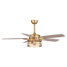 Cargar imagen en el visor de la galería, 52&quot; Madhya Pradesh Modern Downrod Mount Reversible Crystal Ceiling Fan with Lighting and Remote Control
