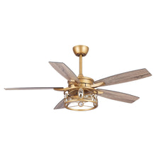 Cargar imagen en el visor de la galería, 52&quot; Madhya Pradesh Modern Downrod Mount Reversible Crystal Ceiling Fan with Lighting and Remote Control
