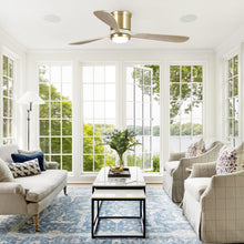 Load image into Gallery viewer, 52&quot; Mayna Modern Flush Mount Reversible Ceiling Fan with LED Lighting and Remote Control
