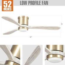 Load image into Gallery viewer, 52&quot; Mayna Modern Flush Mount Reversible Ceiling Fan with LED Lighting and Remote Control
