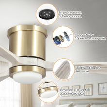 Load image into Gallery viewer, 52&quot; Mayna Modern Flush Mount Reversible Ceiling Fan with LED Lighting and Remote Control
