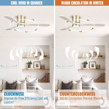 Load image into Gallery viewer, 52&quot; Mayna Modern Flush Mount Reversible Ceiling Fan with LED Lighting and Remote Control
