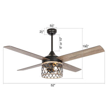 Load image into Gallery viewer, 52&quot; Mirelle Farmhouse Downrod Mount Reversible Ceiling Fan with Lighting and Remote Control
