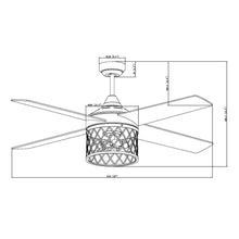 Carregar imagem no visualizador da galeria, 52&quot; Mirelle Farmhouse Downrod Mount Reversible Ceiling Fan with Lighting and Remote Control
