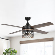 Load image into Gallery viewer, 52&quot; Mirelle Farmhouse Downrod Mount Reversible Ceiling Fan with Lighting and Remote Control
