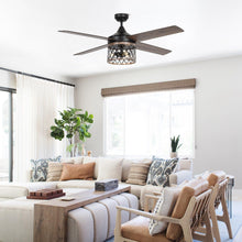 Load image into Gallery viewer, 52&quot; Mirelle Farmhouse Downrod Mount Reversible Ceiling Fan with Lighting and Remote Control
