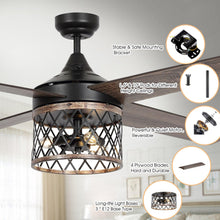 Load image into Gallery viewer, 52&quot; Mirelle Farmhouse Downrod Mount Reversible Ceiling Fan with Lighting and Remote Control
