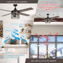 Load image into Gallery viewer, 52&quot; Mirelle Farmhouse Downrod Mount Reversible Ceiling Fan with Lighting and Remote Control
