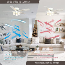 Load image into Gallery viewer, 52&quot; Traditional Flush Mount Reversible Ceiling Fan with Lighting and Remote Control
