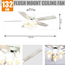 Carregar imagem no visualizador da galeria, 52&quot; Traditional Flush Mount Reversible Ceiling Fan with Lighting and Remote Control
