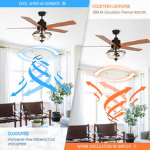 Cargar imagen en el visor de la galería, 52&quot; Mumbai Industrial Downrod Mount Reversible Ceiling Fan with Lighting and Remote Control
