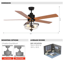 Carregar imagem no visualizador da galeria, 52&quot; Mumbai Industrial Downrod Mount Reversible Ceiling Fan with Lighting and Remote Control
