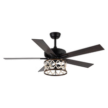 Cargar imagen en el visor de la galería, 52&quot; New Delhi Industrial Downrod Mount Reversible Ceiling Fan with Lighting and Remote Control
