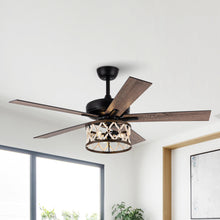 Load image into Gallery viewer, 52&quot; New Delhi Industrial Downrod Mount Reversible Ceiling Fan with Lighting and Remote Control
