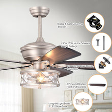 Carregar imagem no visualizador da galeria, 52&quot; Nilgril Farmhouse Downrod Mount Reversible Ceiling Fan with Lighting and Remote Control
