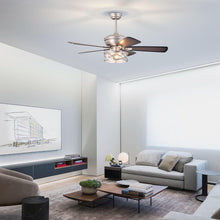 Carregar imagem no visualizador da galeria, 52&quot; Nilgril Farmhouse Downrod Mount Reversible Ceiling Fan with Lighting and Remote Control
