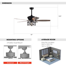 Load image into Gallery viewer, 52&quot; Nilgril Farmhouse Downrod Mount Reversible Ceiling Fan with Lighting and Remote Control
