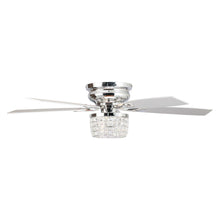 Carregar imagem no visualizador da galeria, 52&quot; Panipat Modern Chrome Flush Mount Reversible Crystal Ceiling Fan with Lighting and Remote Control
