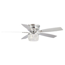 Carregar imagem no visualizador da galeria, 52&quot; Panipat Modern Chrome Flush Mount Reversible Crystal Ceiling Fan with Lighting and Remote Control
