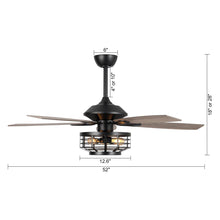 Load image into Gallery viewer, 52&quot; Paquette Industrial Downrod Mount Reversible Ceiling Fan with Lighting and Remote Control
