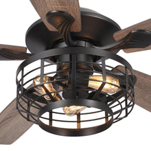 Cargar imagen en el visor de la galería, 52&quot; Paquette Industrial Downrod Mount Reversible Ceiling Fan with Lighting and Remote Control
