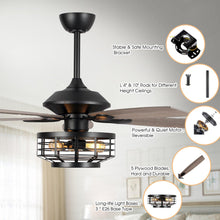 Load image into Gallery viewer, 52&quot; Paquette Industrial Downrod Mount Reversible Ceiling Fan with Lighting and Remote Control
