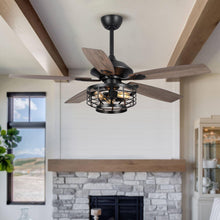 Load image into Gallery viewer, 52&quot; Paquette Industrial Downrod Mount Reversible Ceiling Fan with Lighting and Remote Control
