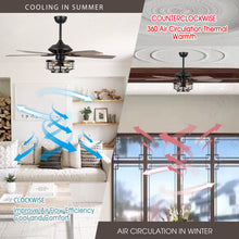 Cargar imagen en el visor de la galería, 52&quot; Paquette Industrial Downrod Mount Reversible Ceiling Fan with Lighting and Remote Control
