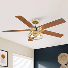 Carregar imagem no visualizador da galeria, 52&quot; Prayag Industrial Downrod Mount Reversible Ceiling Fan with Lighting and Remote Control
