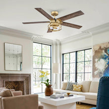 Load image into Gallery viewer, 52&quot; Prayag Industrial Downrod Mount Reversible Ceiling Fan with Lighting and Remote Control
