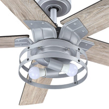 Cargar imagen en el visor de la galería, 52&quot; Prayag Industrial Downrod Mount Reversible Ceiling Fan with Lighting and Remote Control
