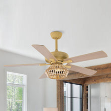 Load image into Gallery viewer, 52&quot; Pune Farmhouse Downrod Mount Reversible Ceiling Fan with Lighting and Remote Control
