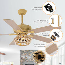 Cargar imagen en el visor de la galería, 52&quot; Pune Farmhouse Downrod Mount Reversible Ceiling Fan with Lighting and Remote Control
