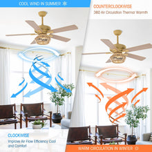 Carregar imagem no visualizador da galeria, 52&quot; Pune Farmhouse Downrod Mount Reversible Ceiling Fan with Lighting and Remote Control
