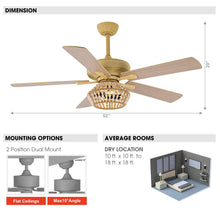 Load image into Gallery viewer, 52&quot; Pune Farmhouse Downrod Mount Reversible Ceiling Fan with Lighting and Remote Control
