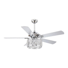 Load image into Gallery viewer, 52&quot; Shellie Modern Chrome Downrod Mount Reversible Ceiling Fan with Lighting and Remote Control
