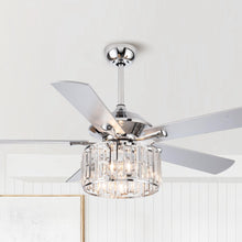 Load image into Gallery viewer, 52&quot; Shellie Modern Chrome Downrod Mount Reversible Ceiling Fan with Lighting and Remote Control
