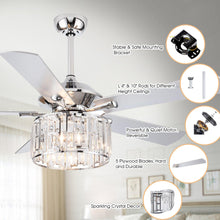 Load image into Gallery viewer, 52&quot; Shellie Modern Chrome Downrod Mount Reversible Ceiling Fan with Lighting and Remote Control
