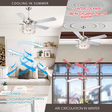 Load image into Gallery viewer, 52&quot; Shellie Modern Chrome Downrod Mount Reversible Ceiling Fan with Lighting and Remote Control
